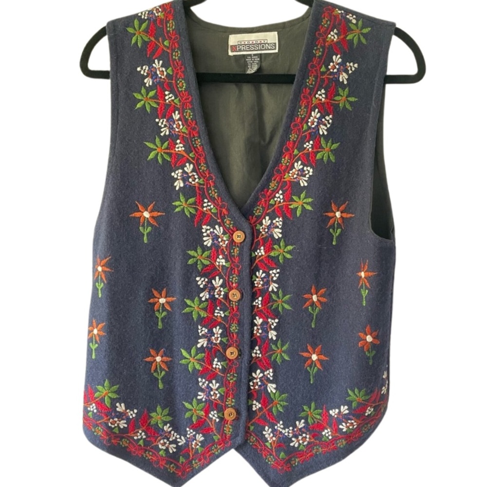 Vintage Body Xpression woolen embroidery cottage core vest